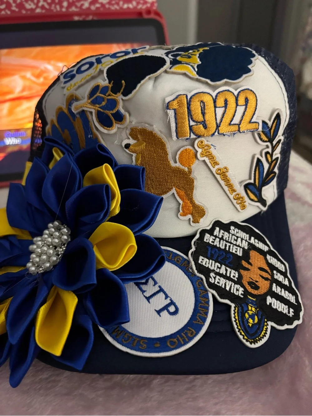 Custom Navy and Gold Sorority Cap - Creative AF